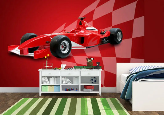 Red Racing Car Formula 1 Style Photo Wallpaper