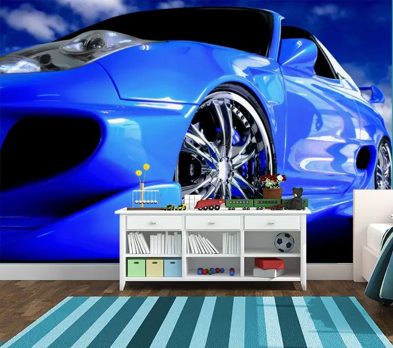 Speedster sports super car in blue Photo Wallpaper