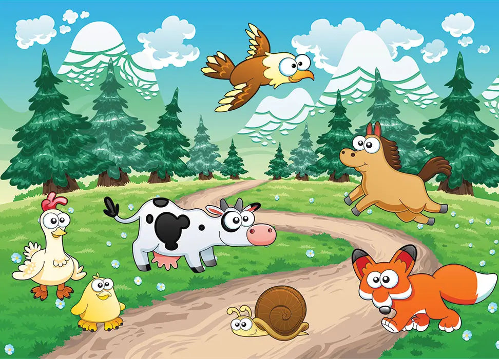 Cartoon Animals Forest Photo Wallpaper