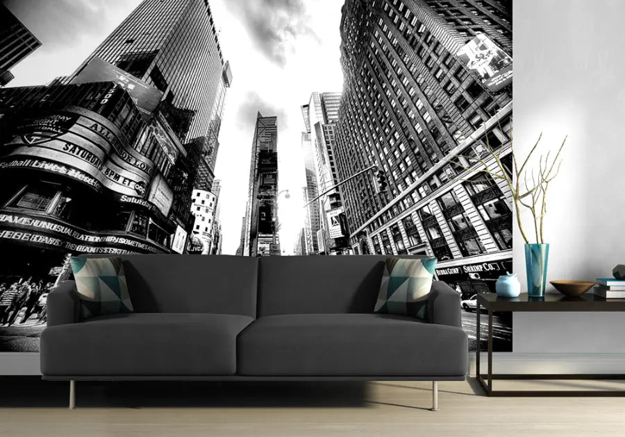 Times Square New York Street Black And White Photo Wallpaper