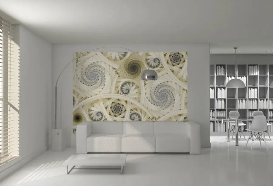 Spiral Art Bedroom Yellow Photo Wallpapers