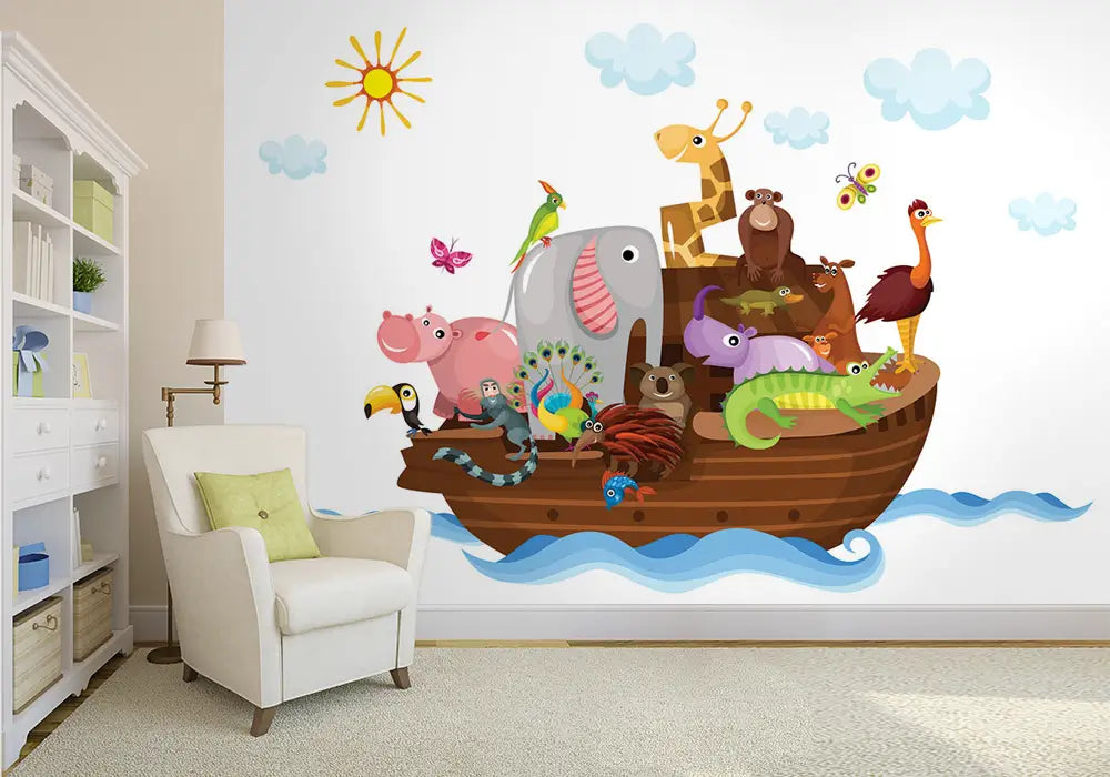 Noahs Ark Cartoon Animals Photo Wallpaper