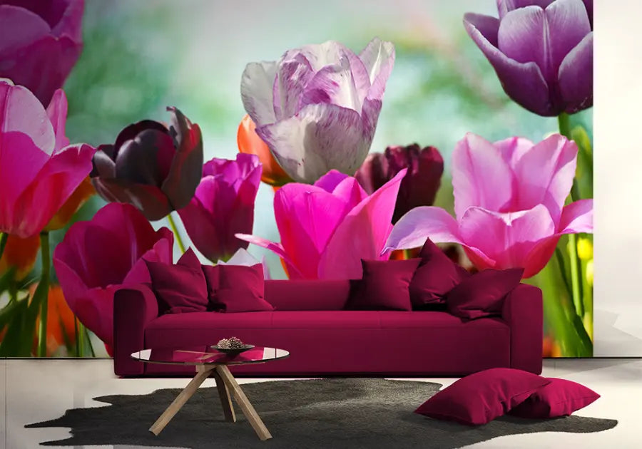Colourful Tulips Floral Photo Wallpaper girly bedroom