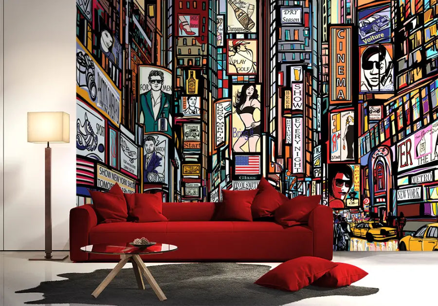 New York Streets Cartoon Design Photo Wallpapers