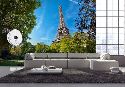 Sunny Paris Eiffel Tower Photo Wallpaper