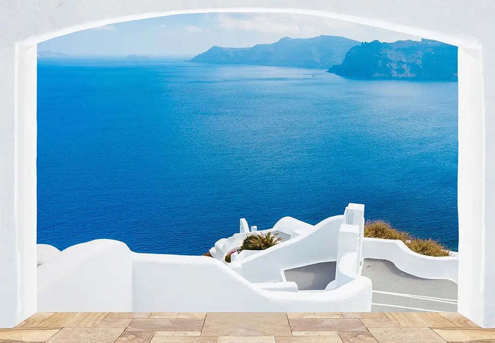 Santorini Greece Coast Seaside Photo Wallpaper bedroom