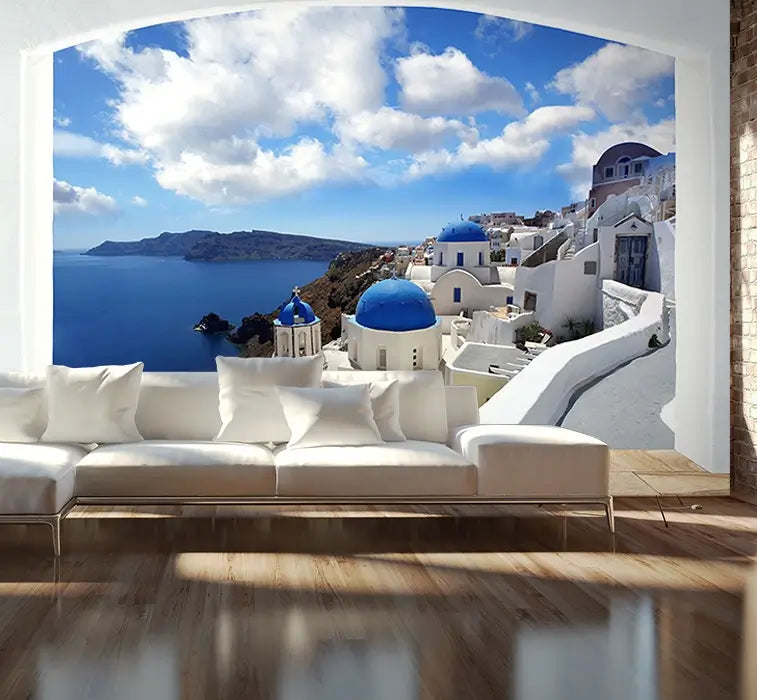 Santorini Greece Sea view from Balcony Photo Wallpapers