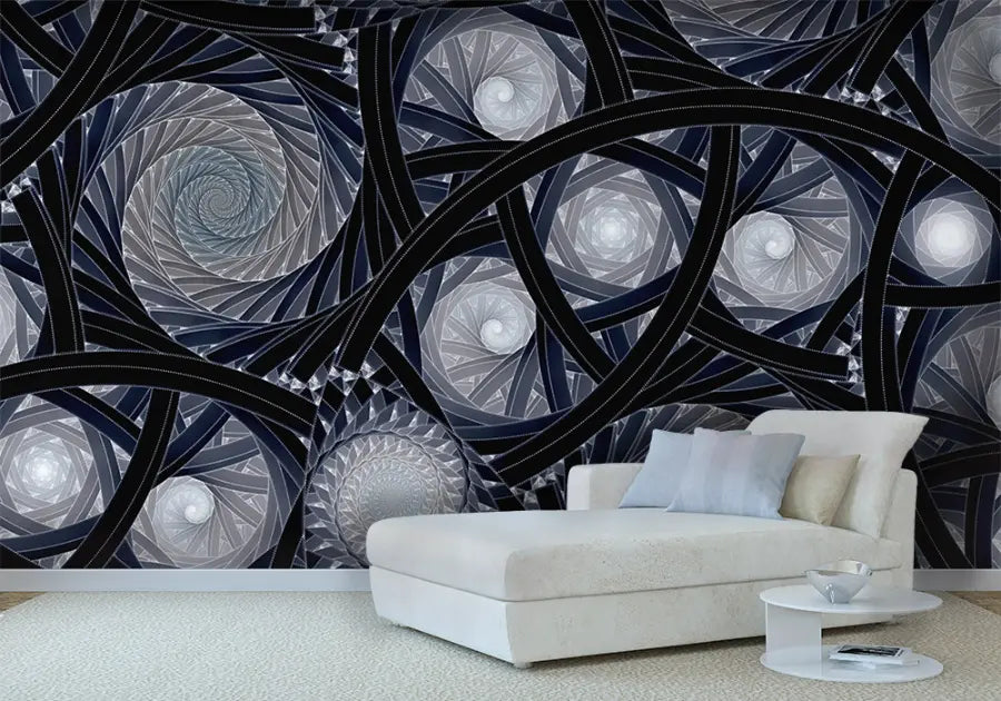 Black Art Swirls Living Room Photo Wallpapers