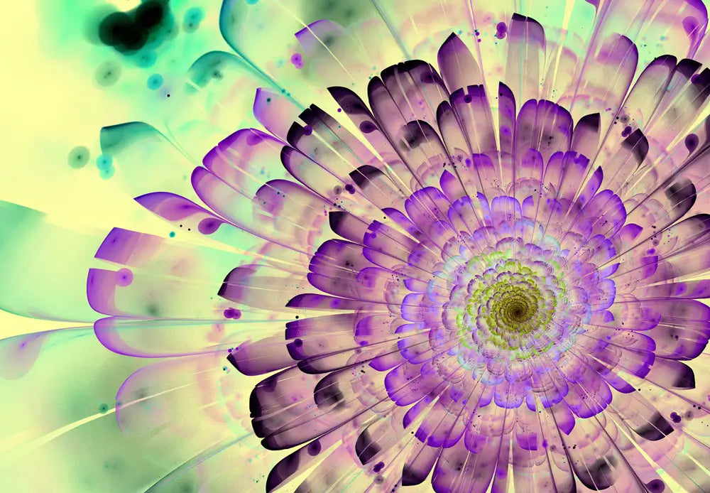 Purple Green Floral Abstract Photo Wallpaper