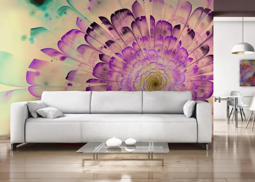 Floral Purple and Green Abstract Photo Wallpaper girly bedroom