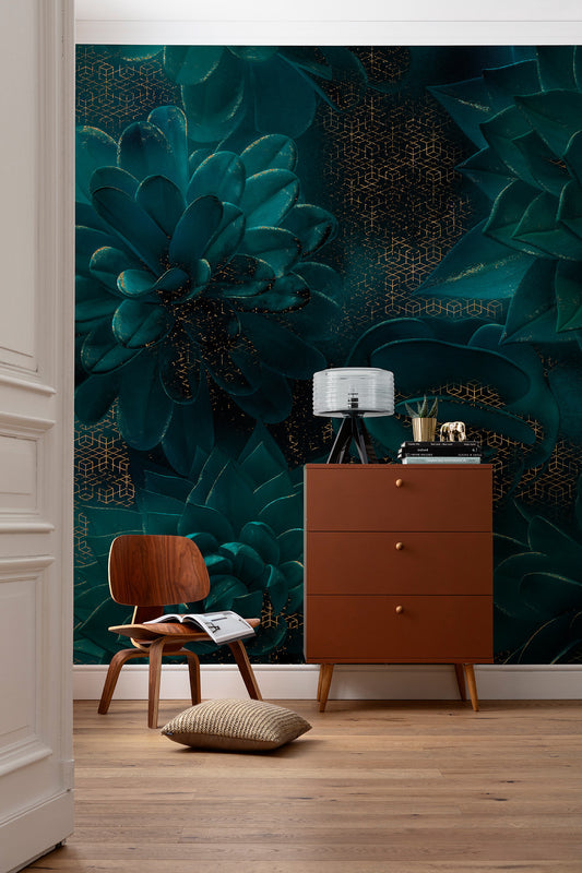 Ombres Dark Green Art Non-woven photo wallpaper