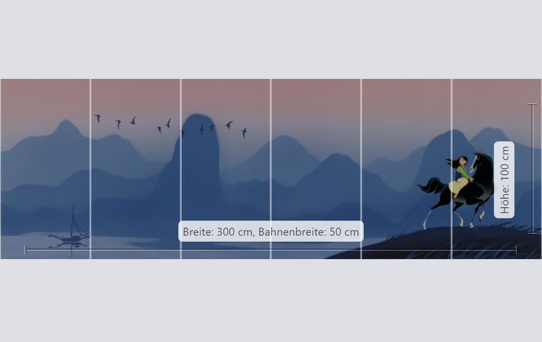 Disney Mulan Hills panoramic Non-Woven Wallpaper Mural 300 cm x 100 cm (118" x 39")