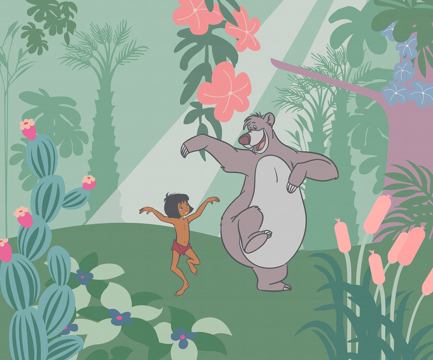 Disney Jungle Book Just Kidding Green Nursery Children Non-woven photo wallpaper 300 cm x 250 cm | 118" x 98"