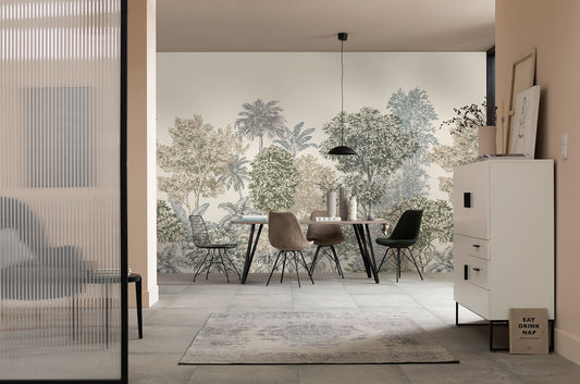 Painted Palms Living Room Non-woven photo wallpaper