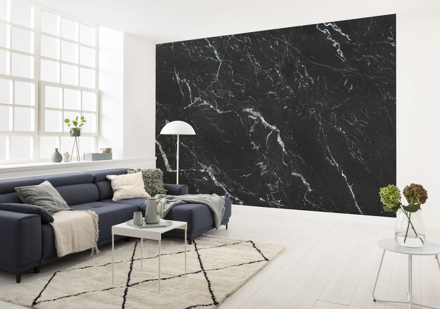 Black and Blue Icy Marble Imitation Living Room Stone Non-woven photo wallpaper 400 cm x 250 cm | 157" x 98"