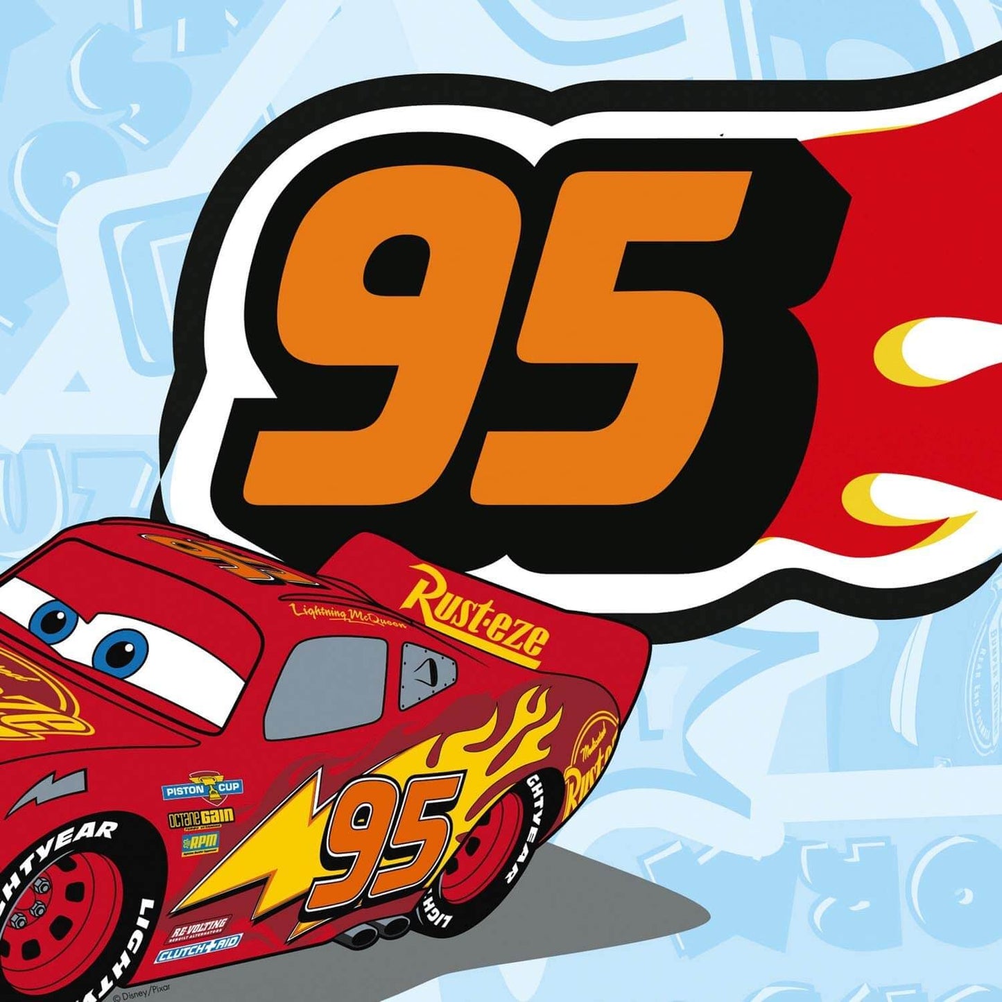 Disney Lets Race Childrens Bedroom Lightning McQueen Racing Car Colourful Wallpaper Roll 10.05 x 0.53 m