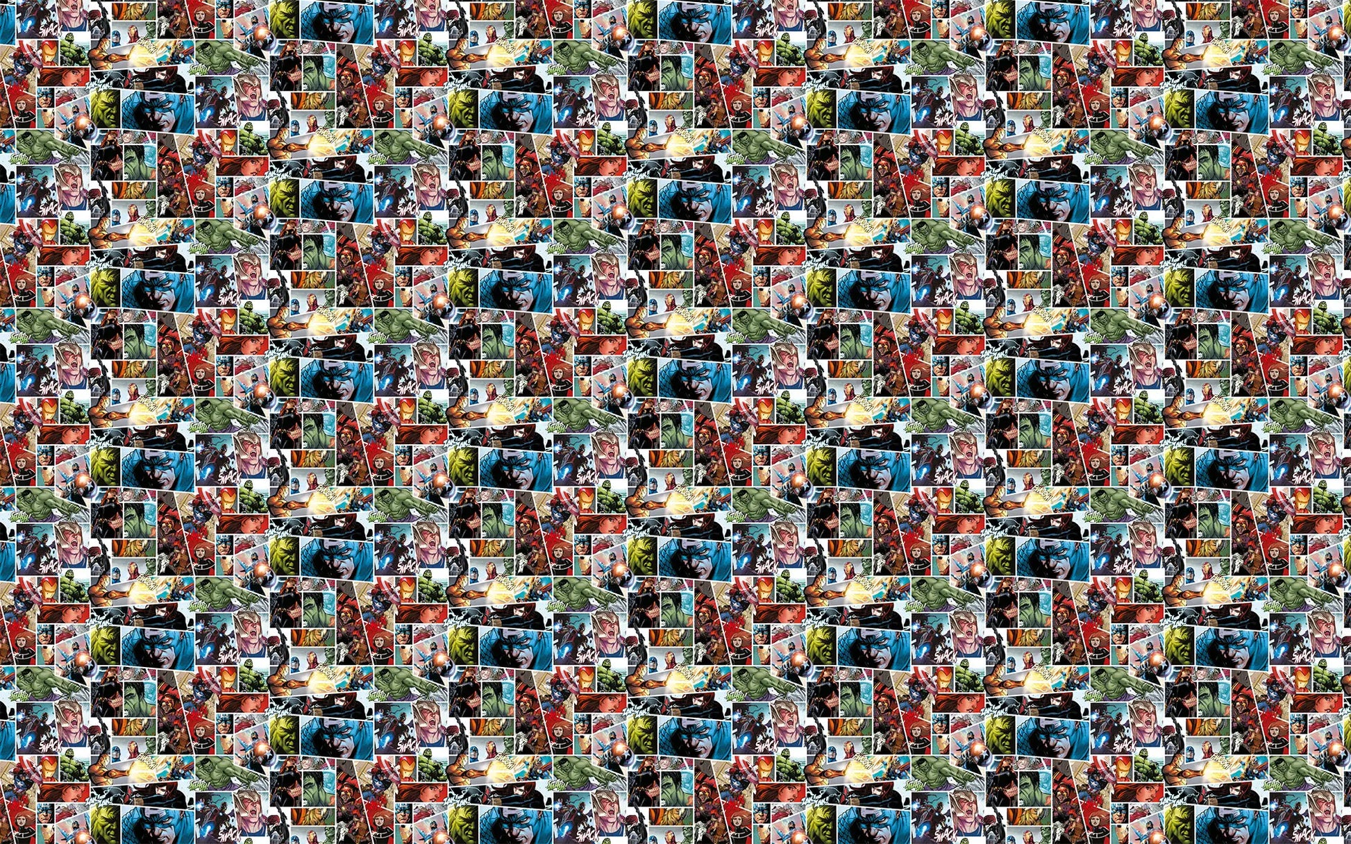 Collage of various superhero comic book panels with multiple characters and scenes.