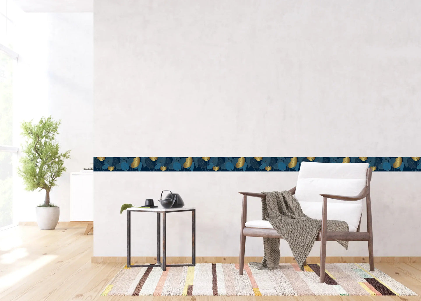 Botanical Midnight Nature Serenade Self-Adhesive Wallpaper Wall Border Roll (H x W) 0.138m x 5m