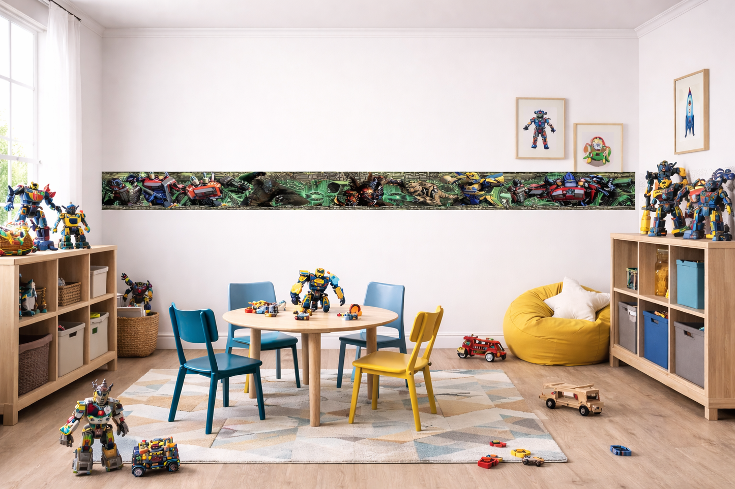 Children's playroom wall border wallpaper transformers