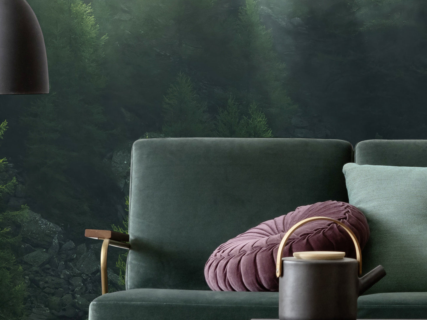 Forest Misty Tree Crowns Living Room Botanical Non-woven photo wallpaper  350 cm x 250 cm | 137" x 98"