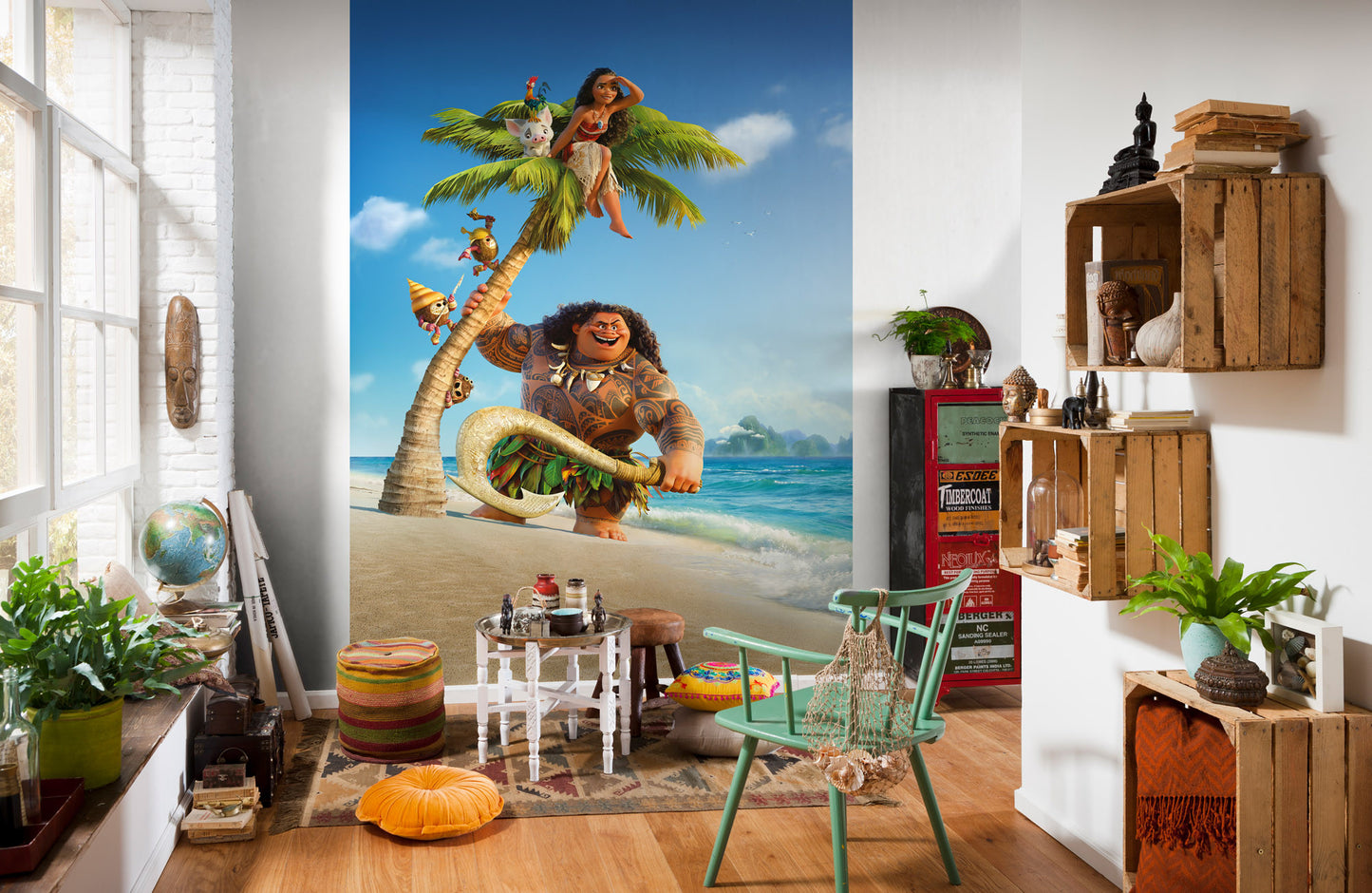 Disney Moana and Maui Animated Movie Non-Woven Wall Mural (W x H) 184cm x 248cm (72" x 98")