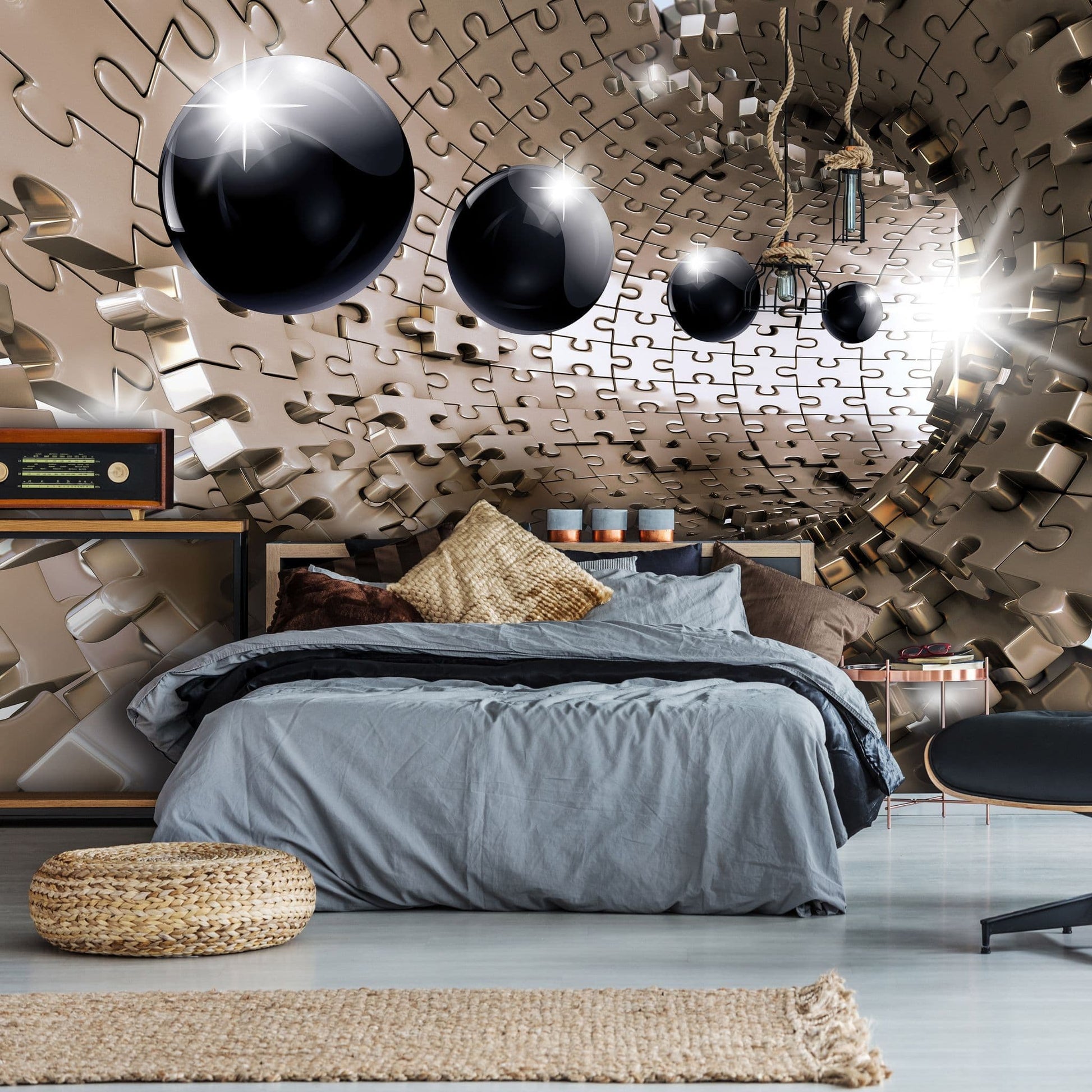 Abstract Geometric Figures 3D Tunnel Non-woven Photo Wallpaper