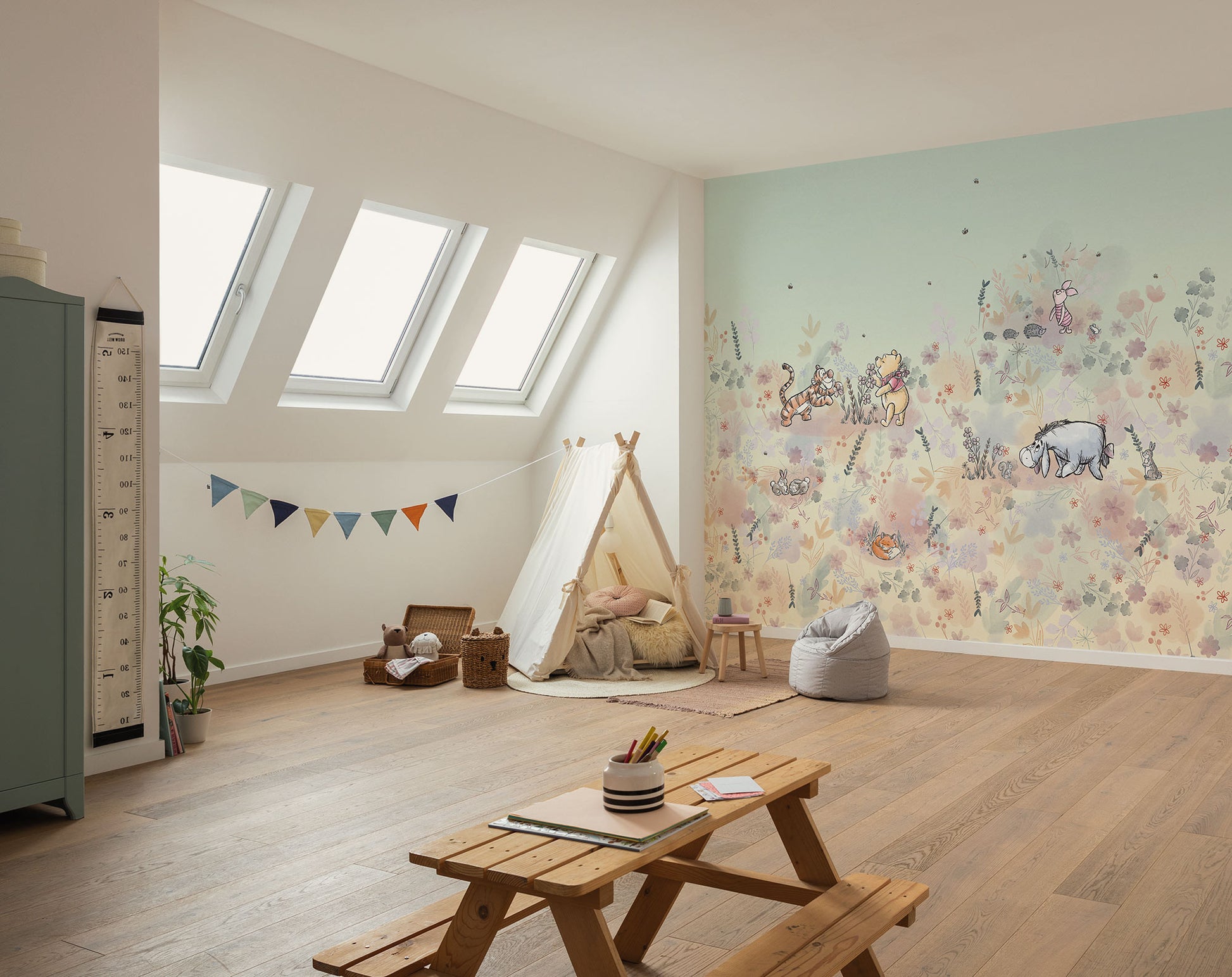 Disney Winnie the Pooh Flowerfield Baby Non-woven photo wallpaper Disney