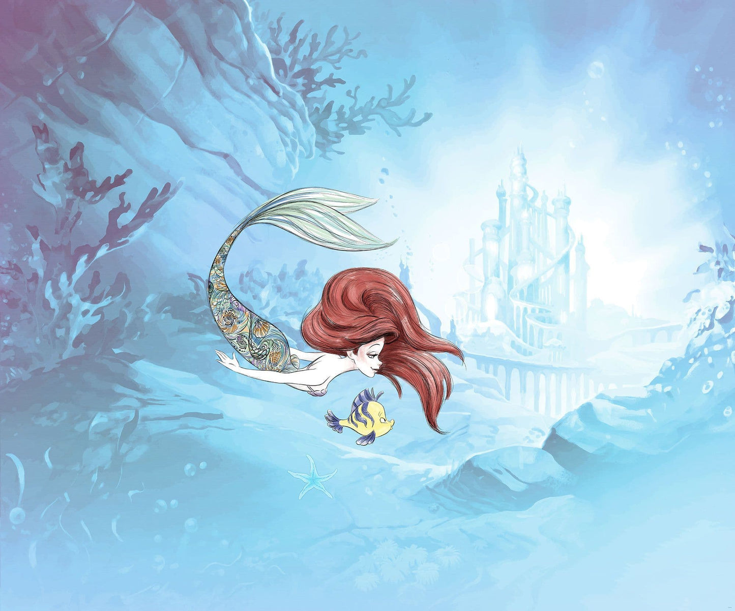 Ariel The Little Mermaid under the sea Non-Woven Wallpaper Mural Disney