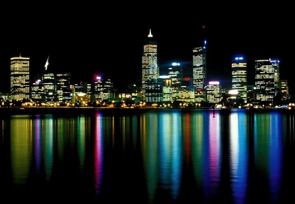 City Perth at night Australia Neon Photo Wallpaper Nice Wall