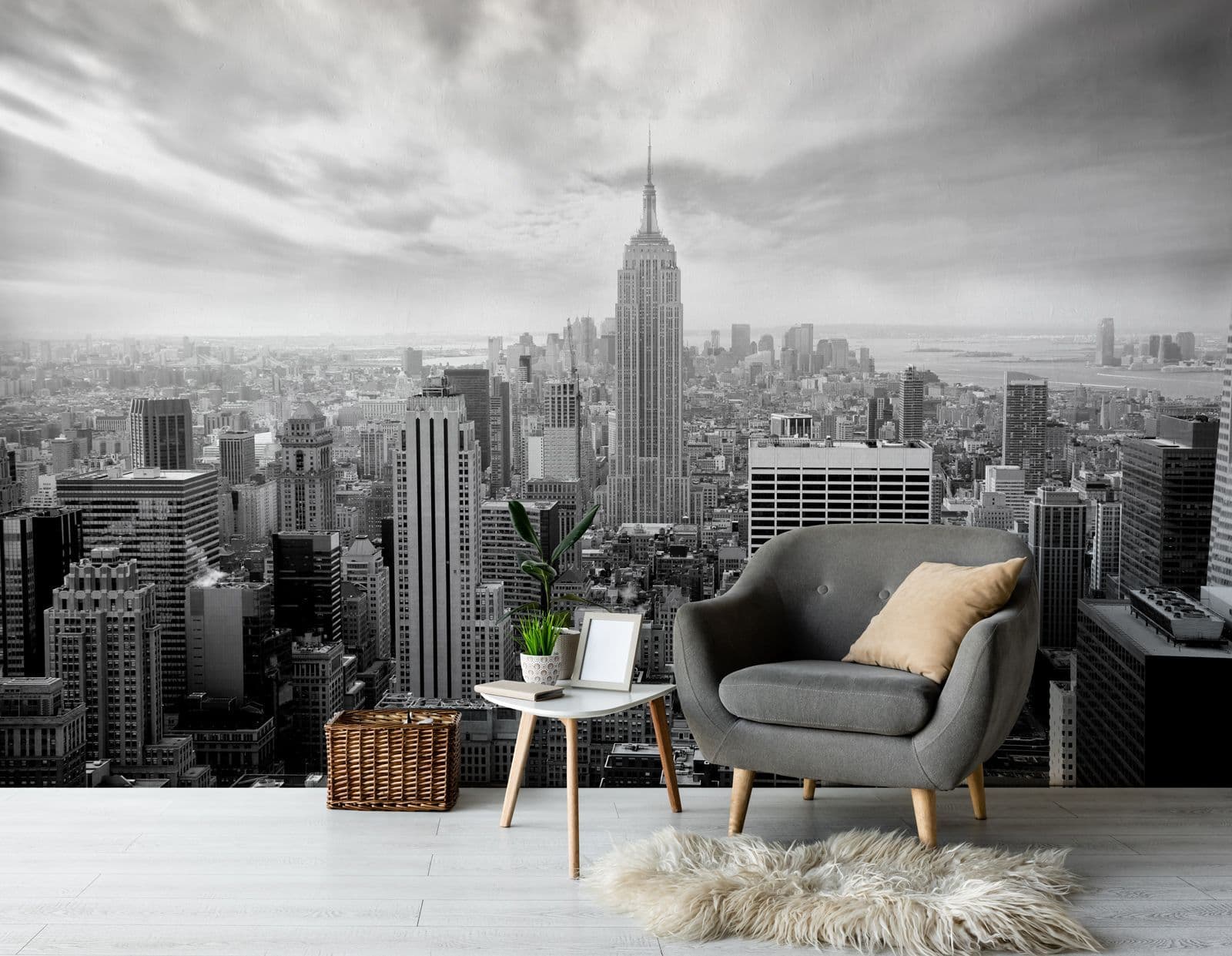 Skyline New York Black and White Photo Wallpaper Nice Wall