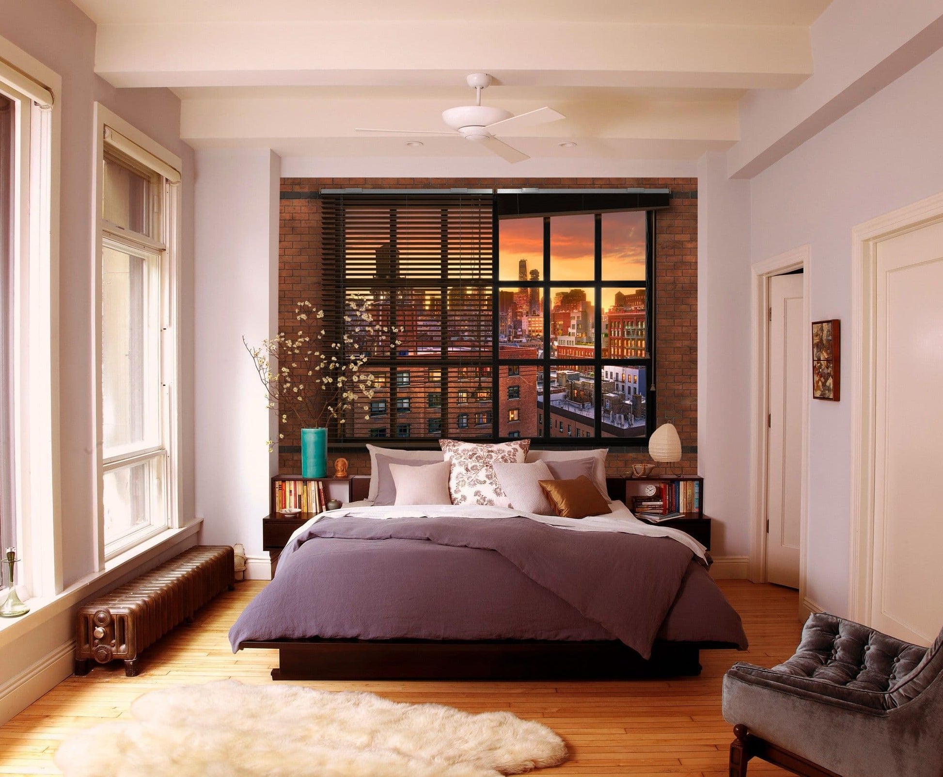 Brooklyn Brick Window Imitation Photo Wallpaper