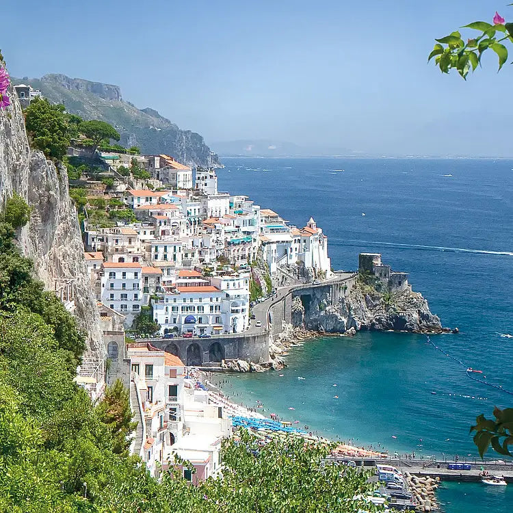Sunny Coast View Amalfi Photo Wallpaper  closeup