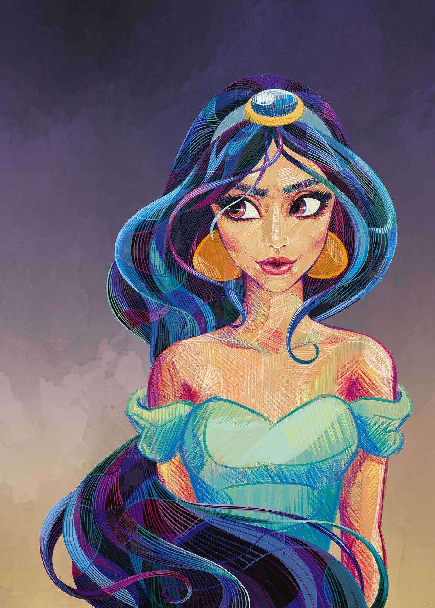 Princess portrait "Fascinating Jasmin" Aladdin Non-Woven Wallpaper Mural Disney