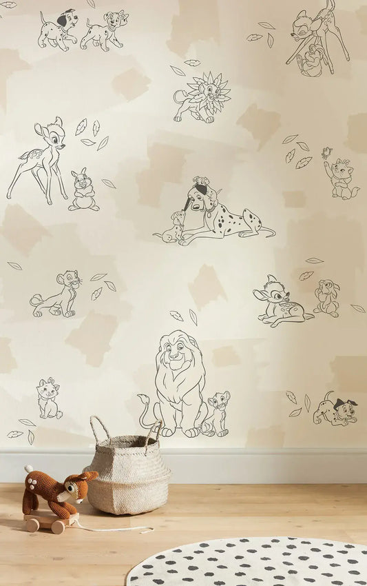 Disney Animals Baby Girl Bedroom Non-Woven Wallpaper Mural Disney