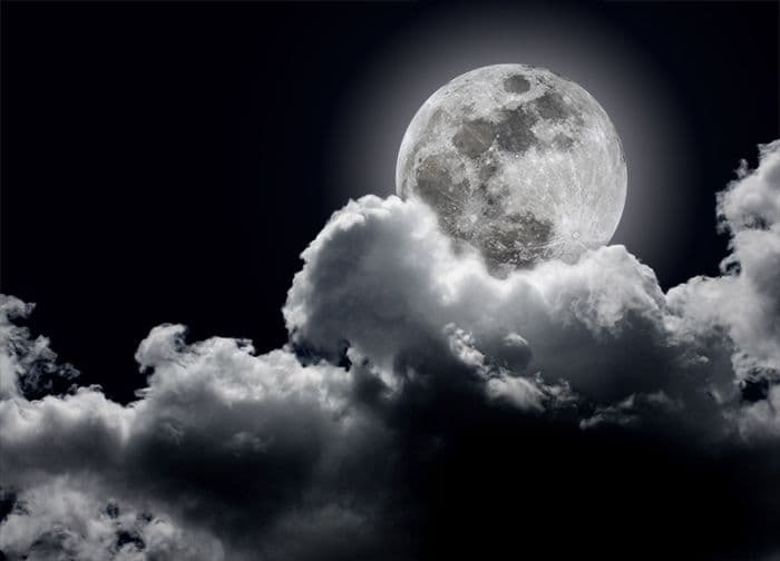 Full moon cloudy sky black and white Photo Wallpaper Nice Wall