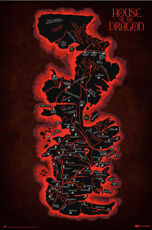 Game of Thrones House of the Dragon Map of Westeros Poster