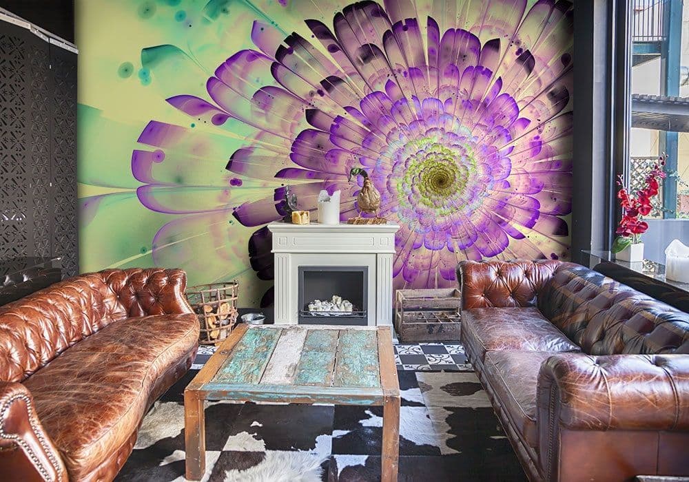 Purple Green Floral Abstract Photo Wallpaper Nice Wall