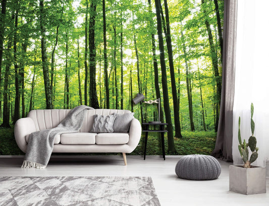 Green Summer Forest Scenery Non-woven Photo Wallpaper