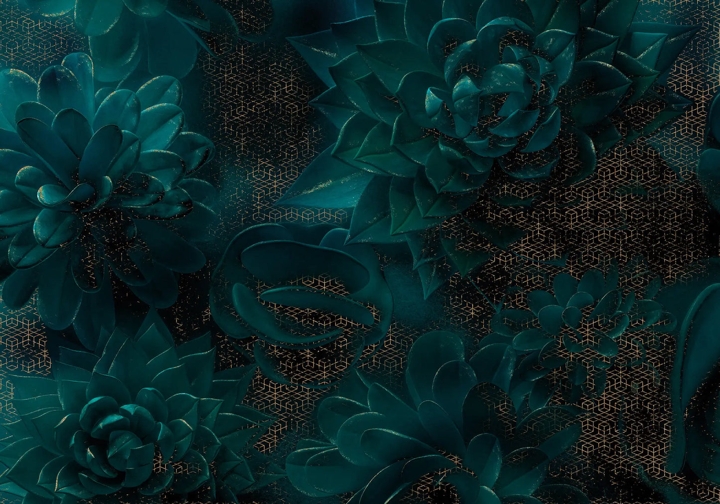 Ombres Dark Green Art Botanical Non-woven photo wallpaper 400 cm x 280 cm | 157" x 110"