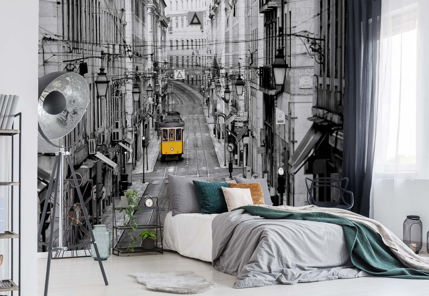 Lisbon Portugal Hilly City Grey Non-woven Photo Wallpaper