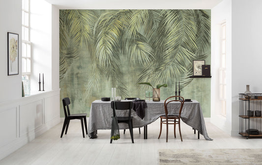 Palm Fronds Green Botanical Non-woven photo wallpaper