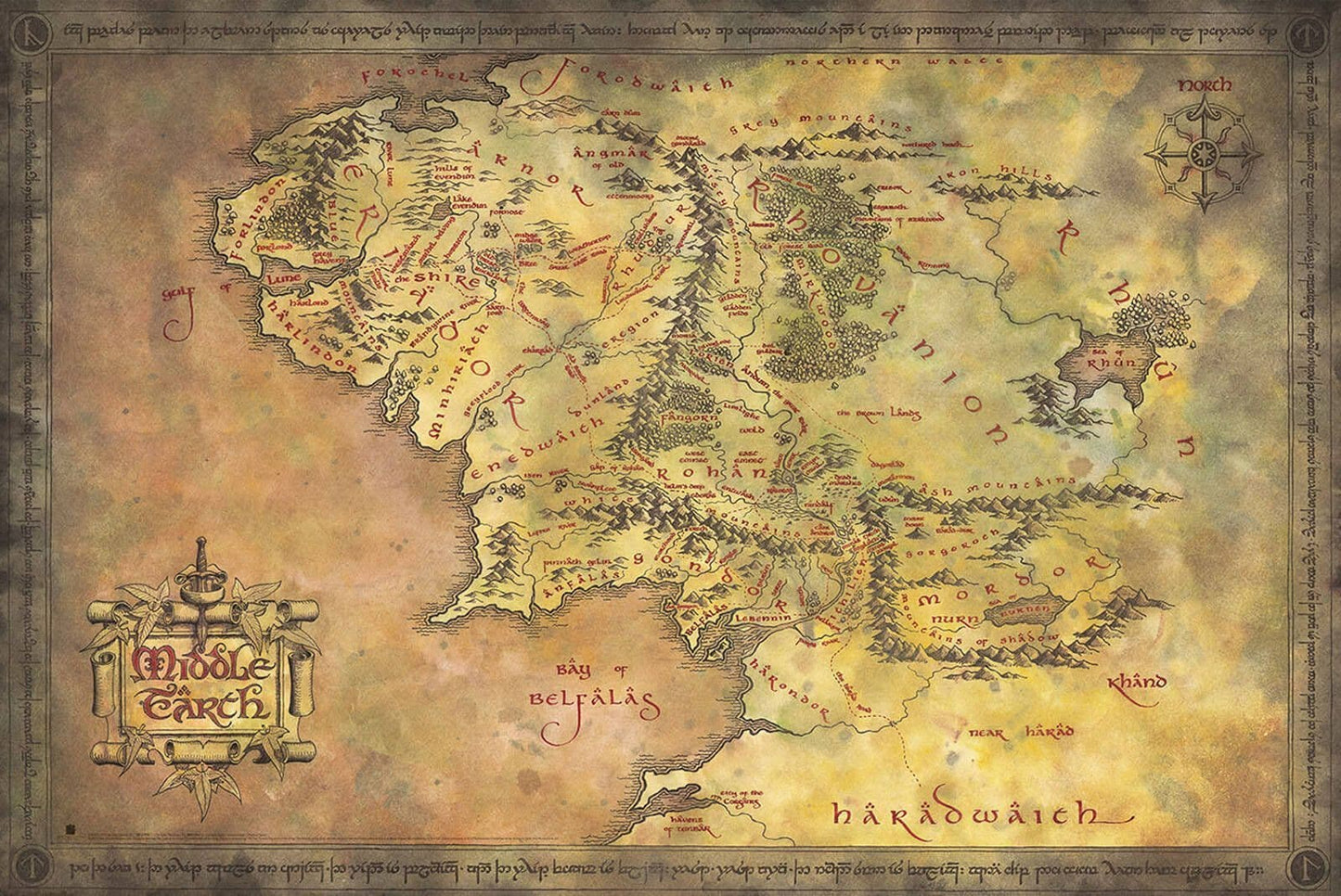 Lord Of The Rings Map Poster