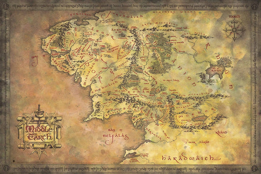 Lord Of The Rings Map Poster