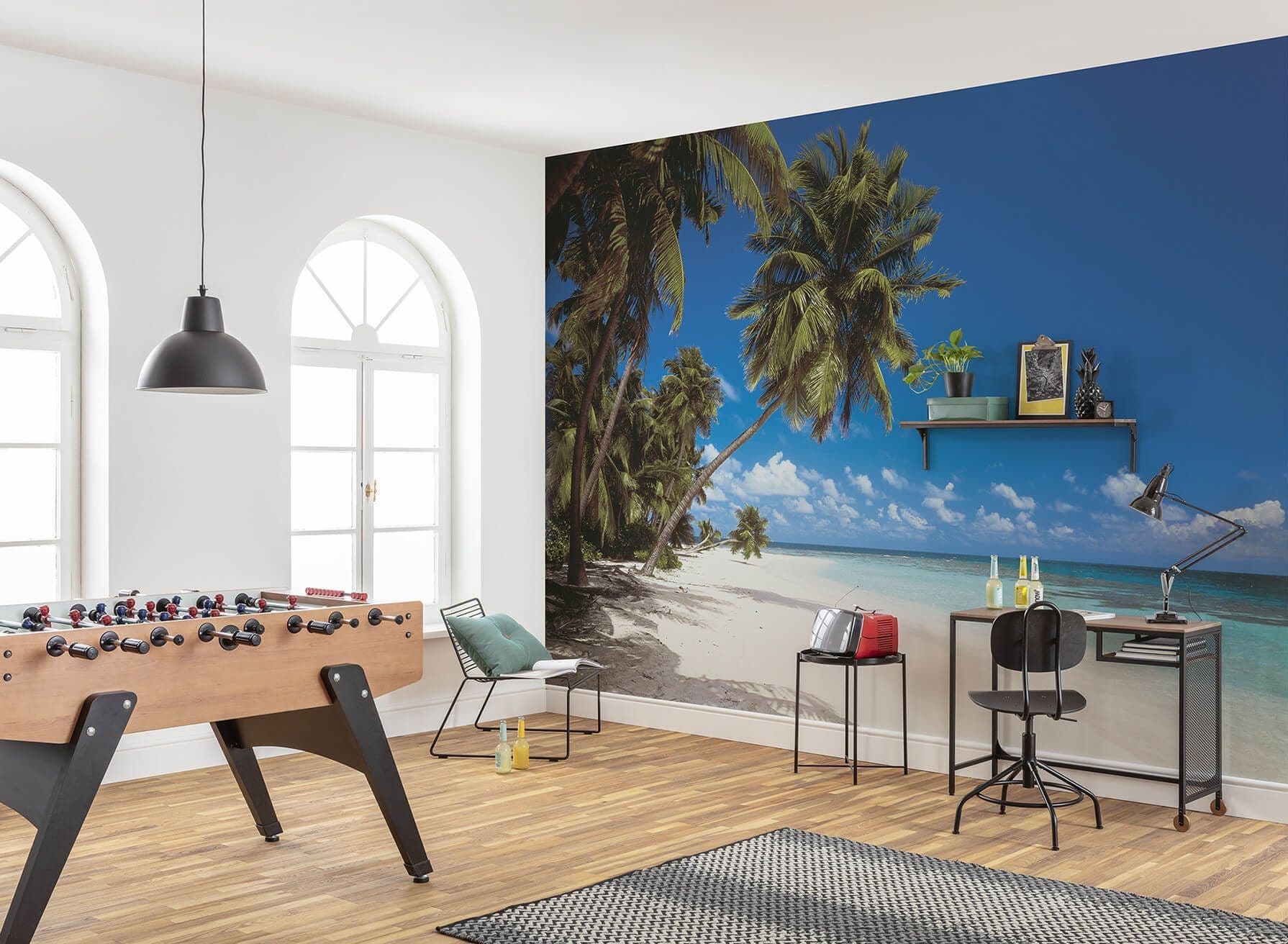 Maldives Palms on the Beach Photo Wallpaper