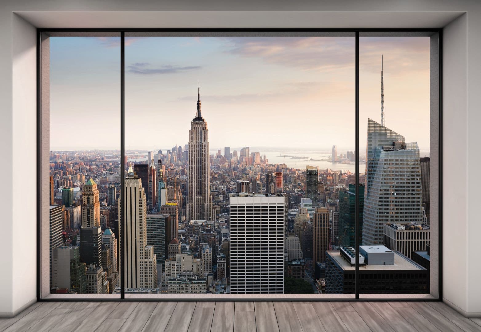 Penthouse New York City Window Imitation Photo Wallpaper
