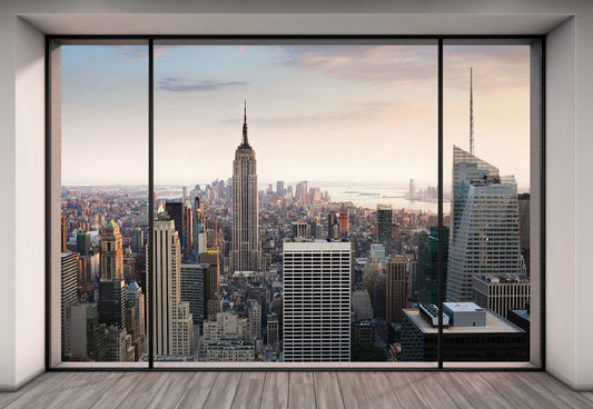 Penthouse New York City Window Imitation Photo Wallpaper