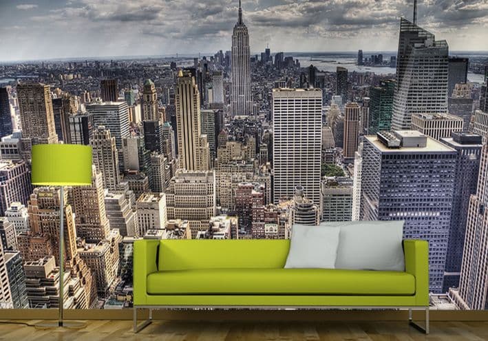 New York Skyline Blue and Grey Photo Wallpaper Nice Wall