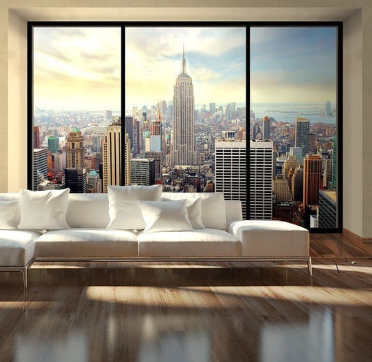 New York Skyline Penthouse Window Photo Wallpaper Nice Wall