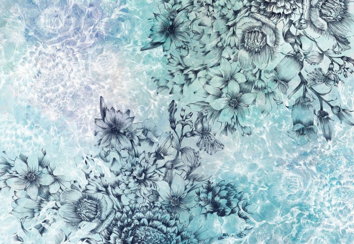 Blue Windflowers Floral Non-Woven Wall Mural