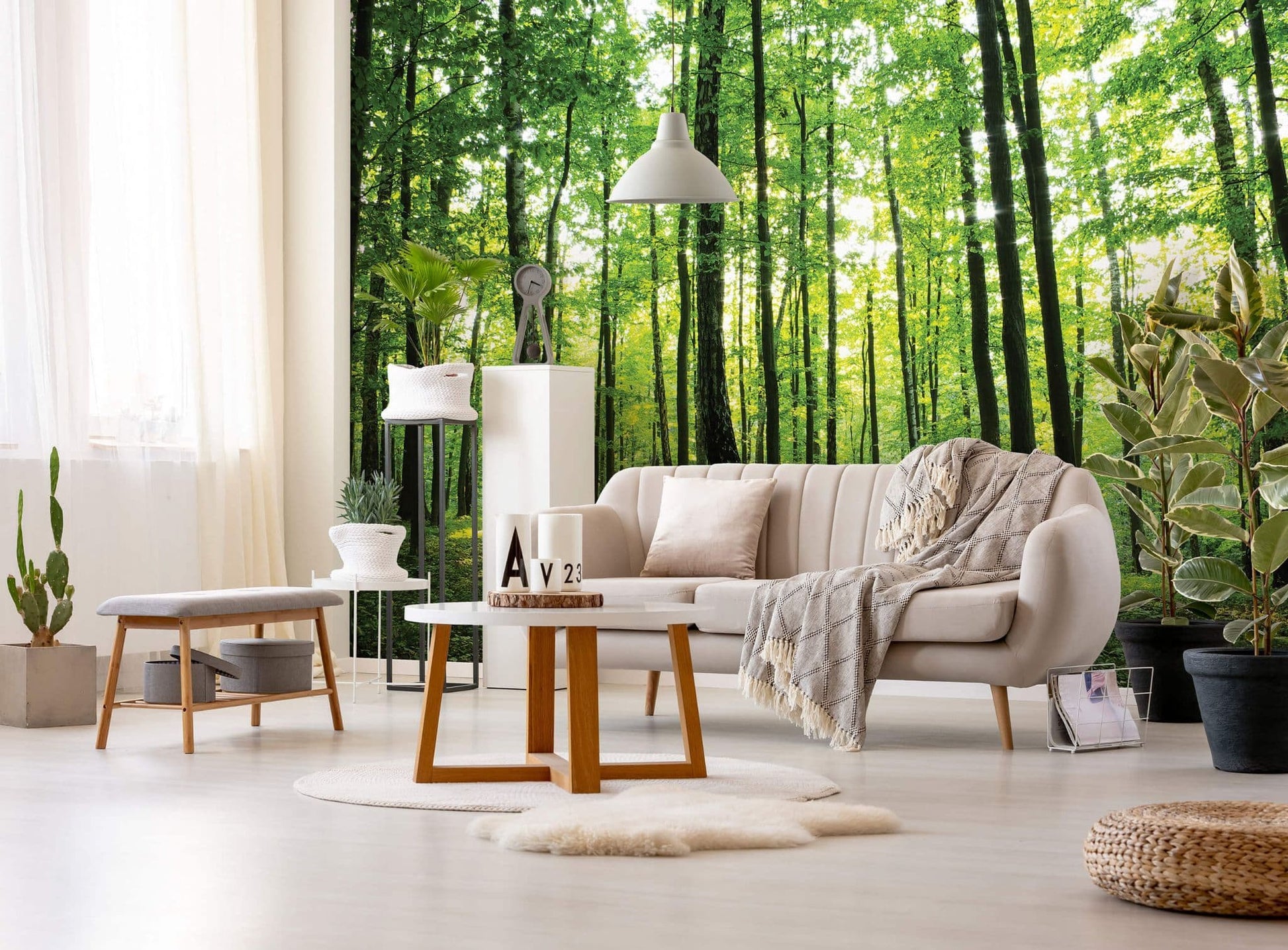 Green Summer Forest Scenery Non-woven Photo Wallpaper